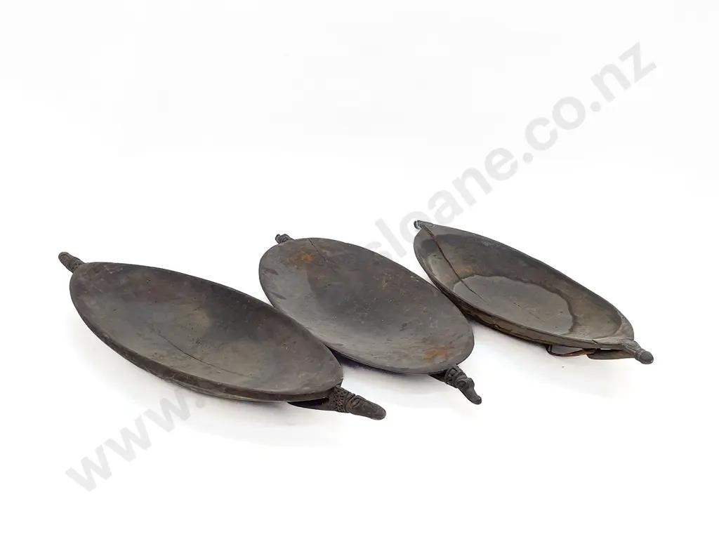 Three Large Elliptical Ramu River Food Bowls Image 1++