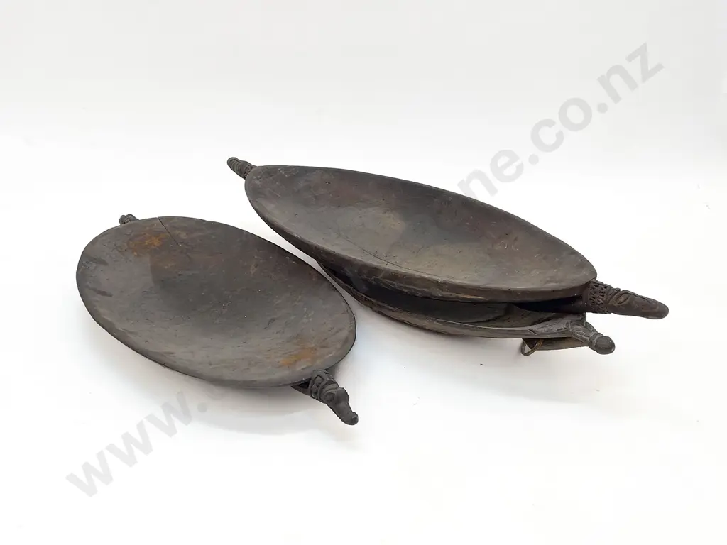 Three Large Elliptical Ramu River Food Bowls Image 1++