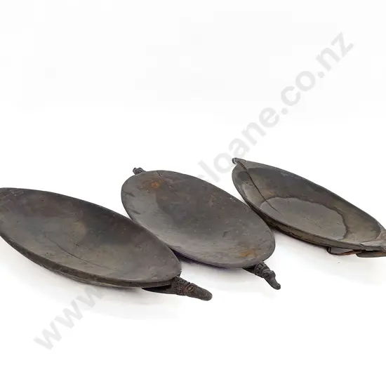 Three Large Elliptical Ramu River Food Bowls