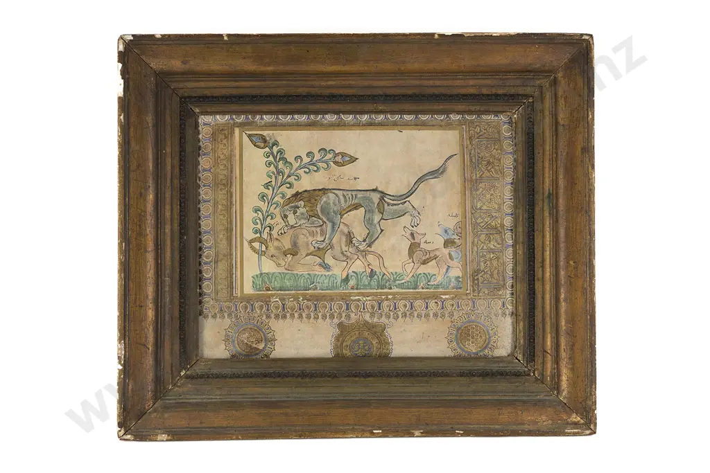 Vintage Rajasthani Framed Hunt Scene Image 1++
