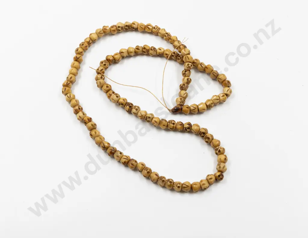 Bone Skull Carved Mala Bead Necklace Image 1++