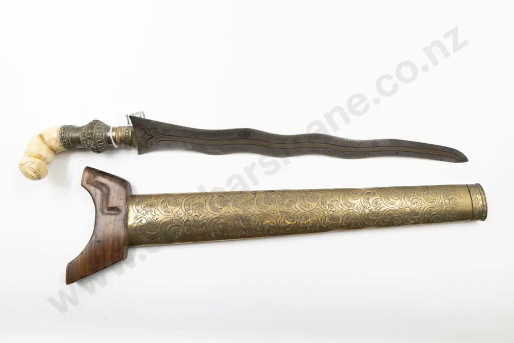 Indonesian Kris Blade In Bronze Scabbard Image 1++