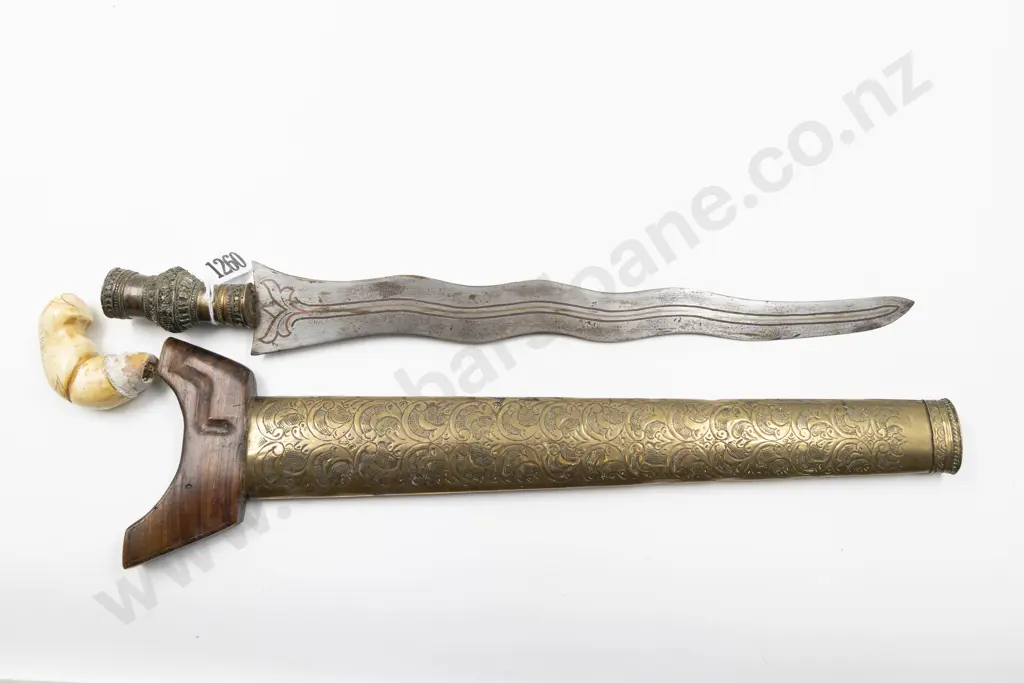 Indonesian Kris Blade In Bronze Scabbard Image 1++