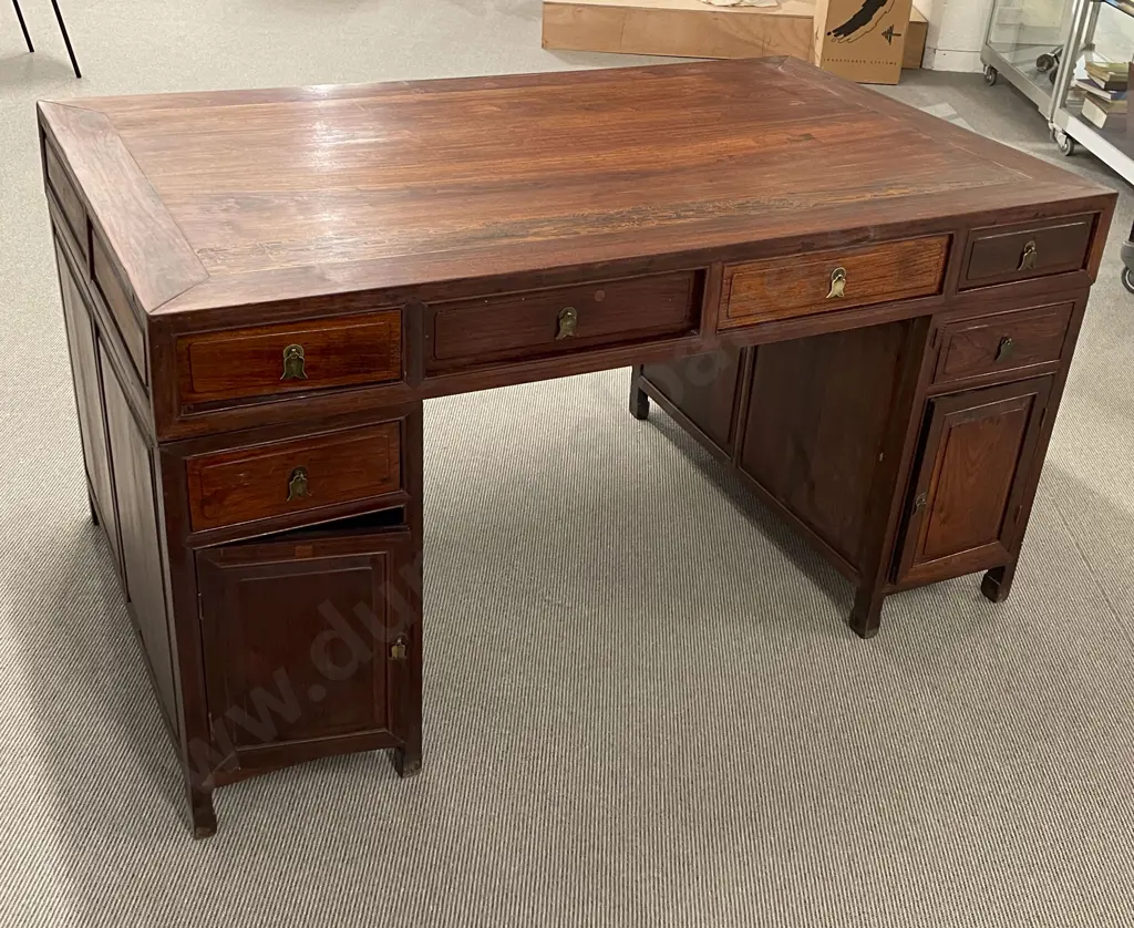 Large Chinese Rosewood Partners Desk Image 1++