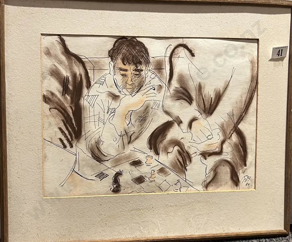 Unknown Artist - Pen and Conte Sketch Image 1++