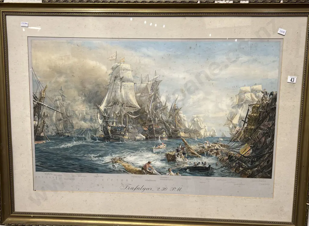 W.Y.Wyllie - Trafalgar 230PM - Gilt Framed Bookplate Image 1++