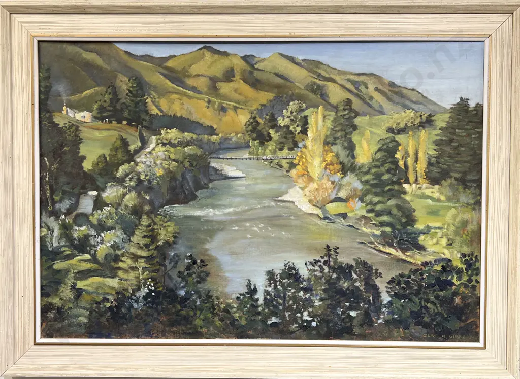 Clive N Gibbs - River Landscape - Oil on Board Image 1++