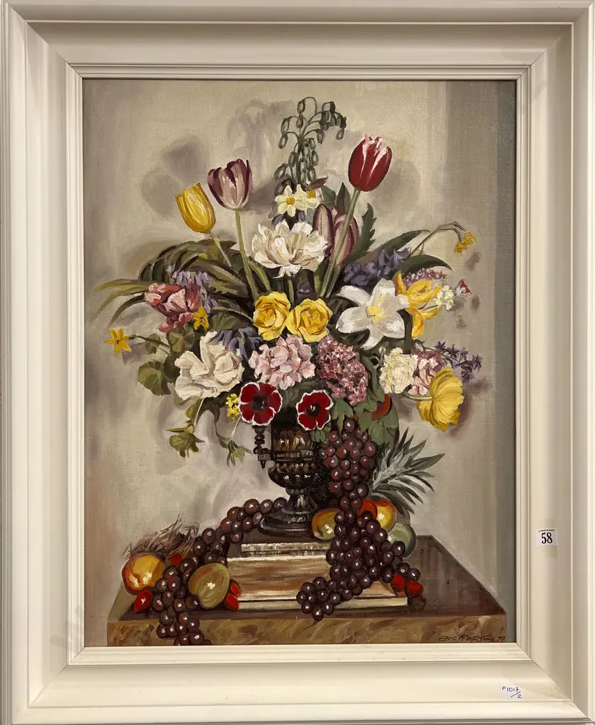 Eric Martin - Floral Still Life - Oil on Board Image 1++