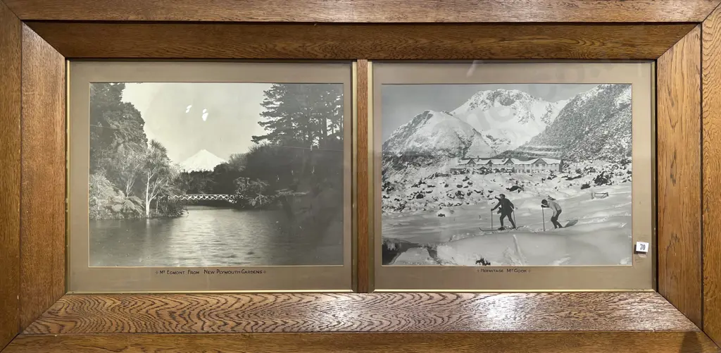 Large Oak Framed Vintage Black & White Photo Display Image 1++