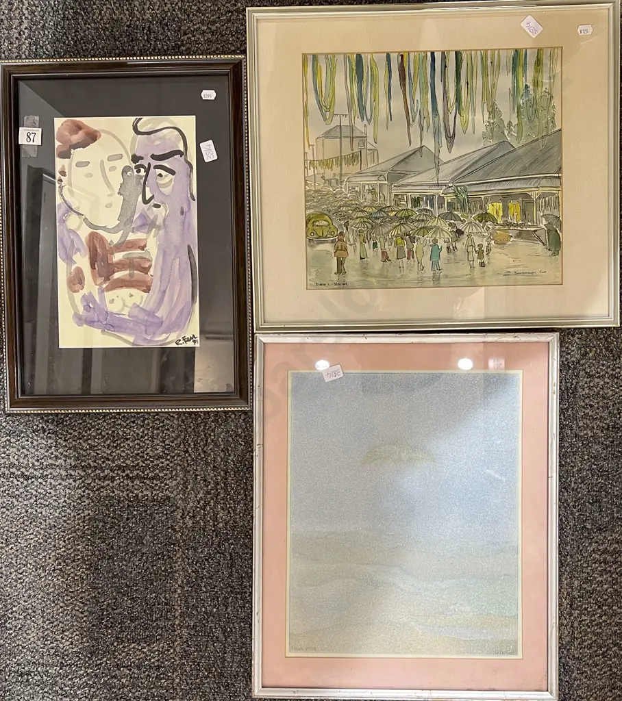 Diana L. Stewart "Scarborough Fair" Watercolour and Four Assorted Framed Works Image 1++