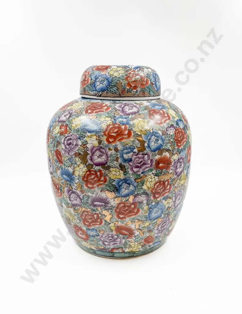 Large Floral Decorated Ginger Jar Image 1++