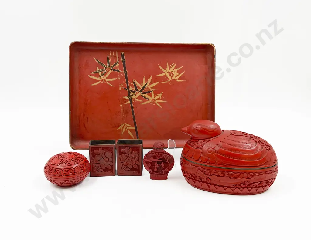 Quantity of Assorted Cinnabar Lacquered Items Image 1++