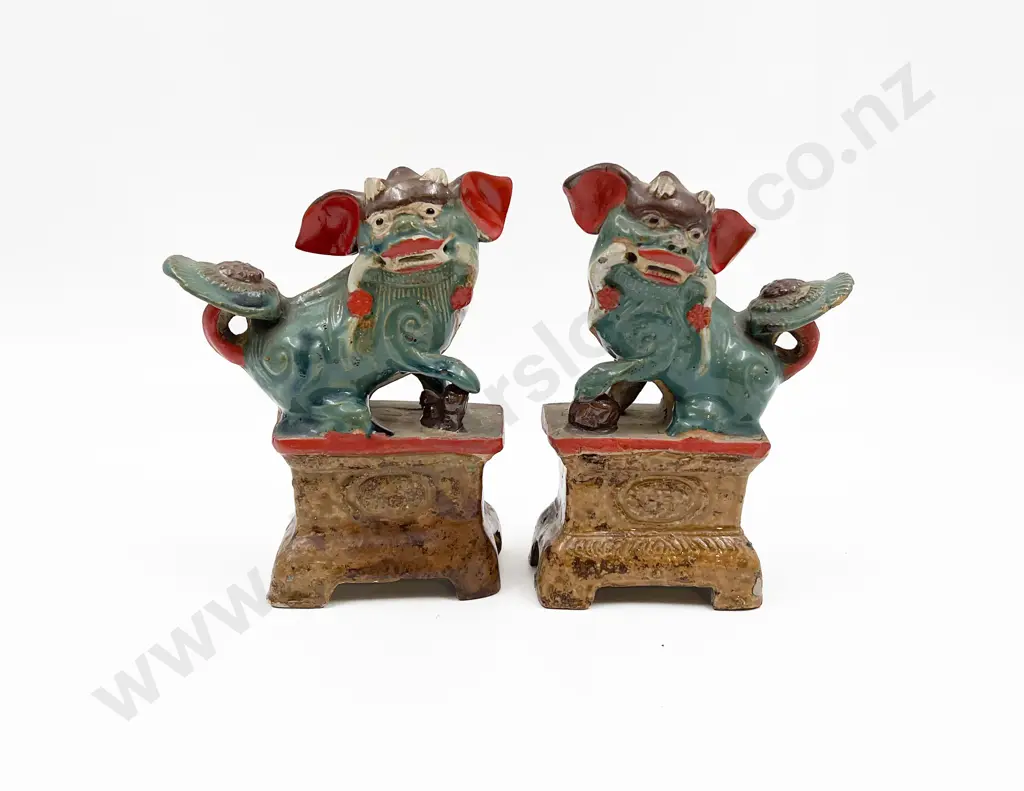 Pair of Chinese Foo Dog Incense Holders Image 1++