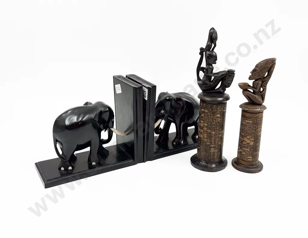Pair of Elephant Bookends and Two Others Image 1++