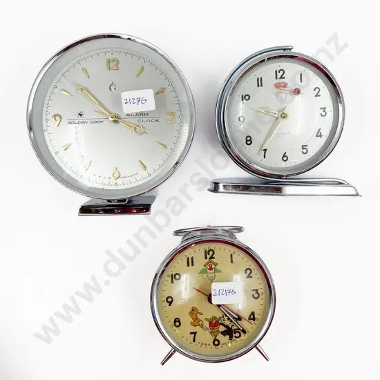 Three Boxed Retro Alarm Clocks