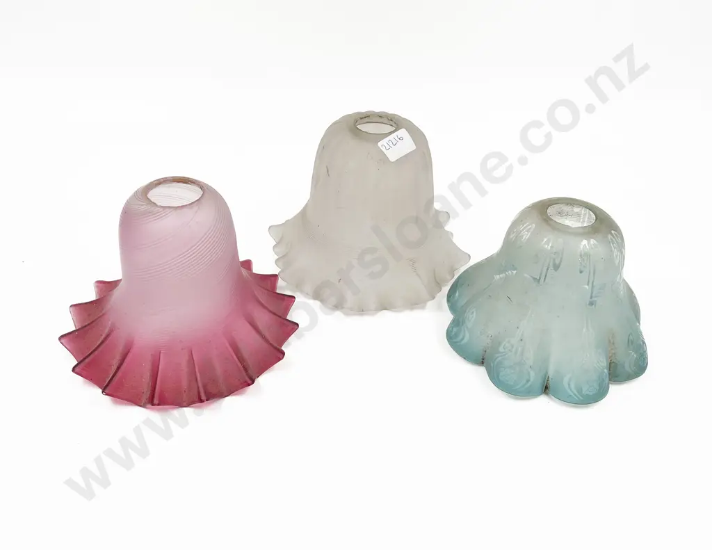 Three Vintage Glass Light Shades Image 1++