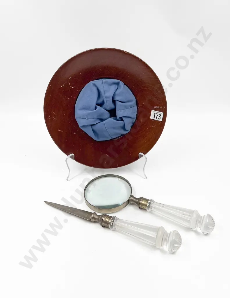 Vintage Church Donation Collection Dish together with Magnifying Glass & Letter Opener Image 1++