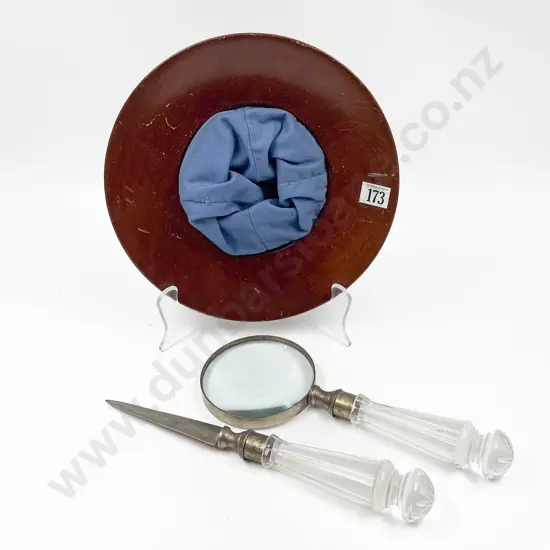 Vintage Church Donation Collection Dish together with Magnifying Glass & Letter Opener