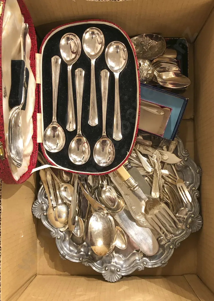 Box of Assorted S/Plate and Cutlery Image 1++
