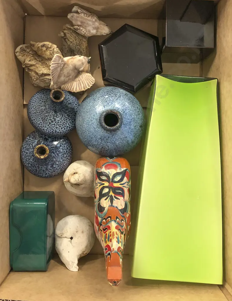 Box of Assorted including Pottery Vases and Ornaments Image 1++