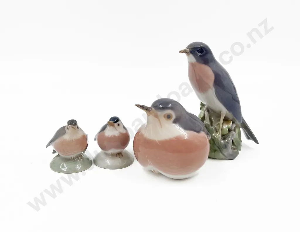 Four Various Royal Copenhagen Bird Ornaments Image 1++