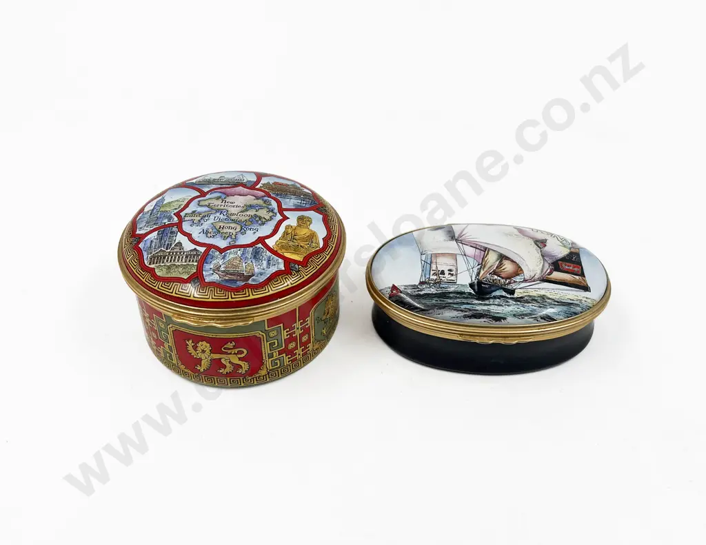 Two Halcyon Days Enamel Trinket Boxes Image 1++