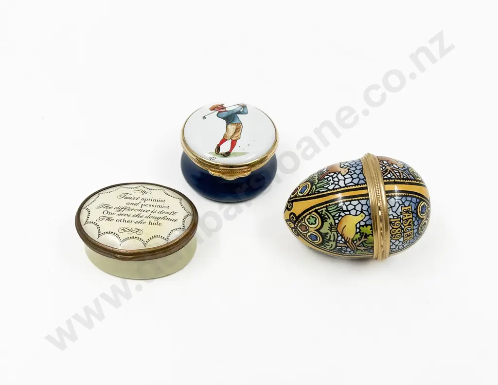 Two Halcyon Days Enamel Trinket Boxes & One Other Image 1++