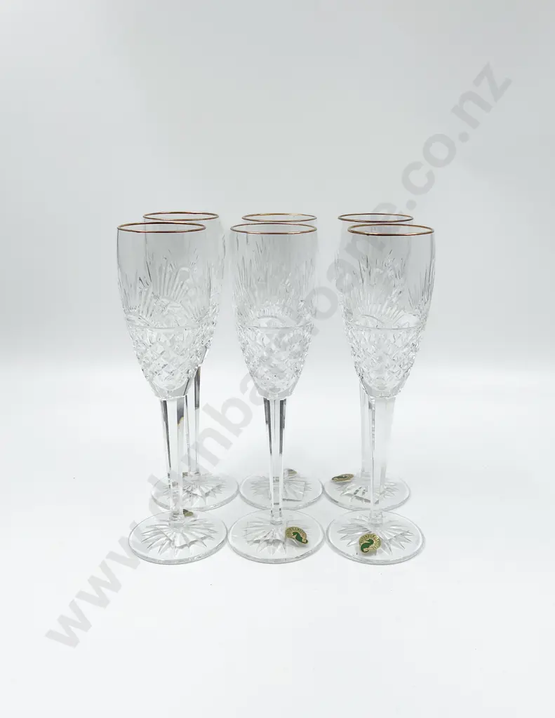 Six Waterford Crystal "First Light" Toasting Flutes Image 1++