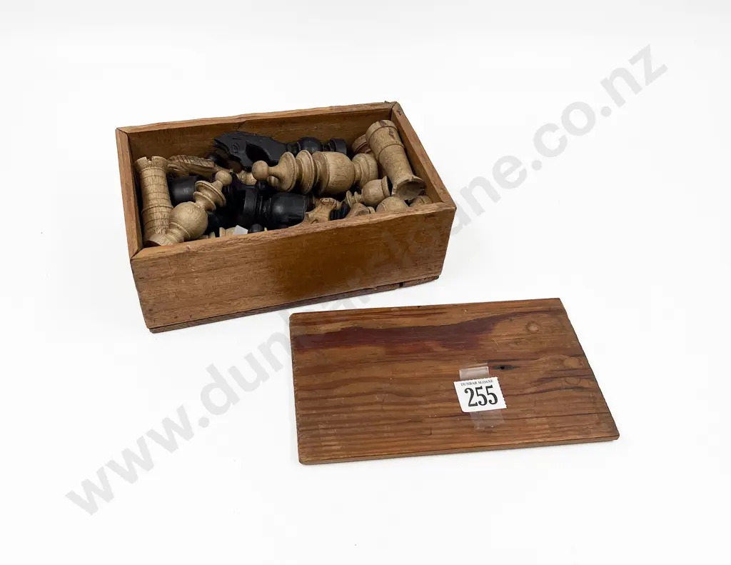 Small Box of Vintage Chess Pieces Image 1++
