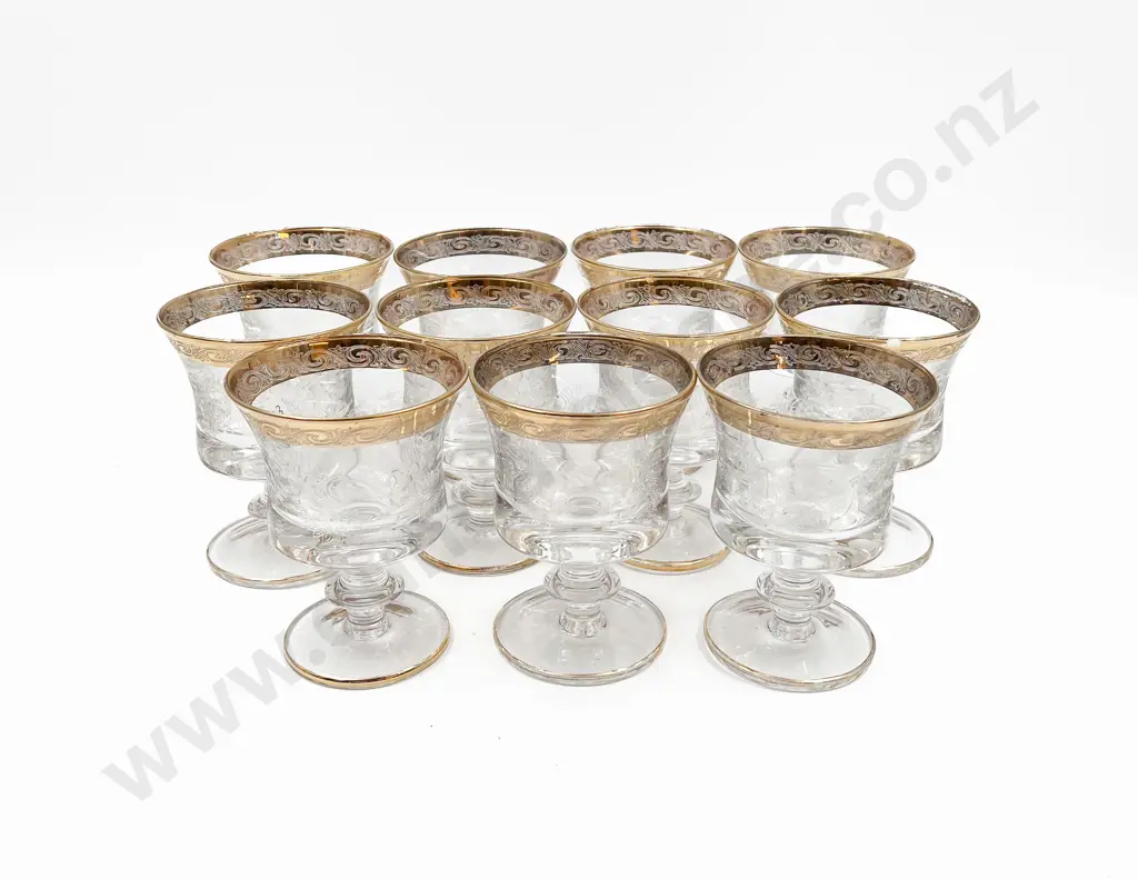 Eleven Gold Rimmed Goblets Image 1++