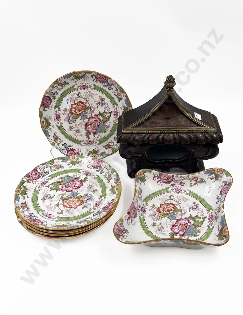 Vintage Wooden Display Case together with Assorted China Image 1++