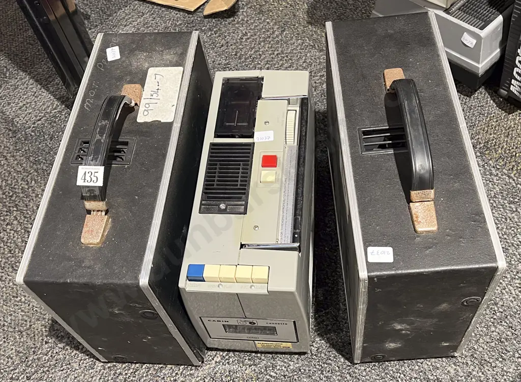 Three Vintage Projectors with Projector Screen Image 1++