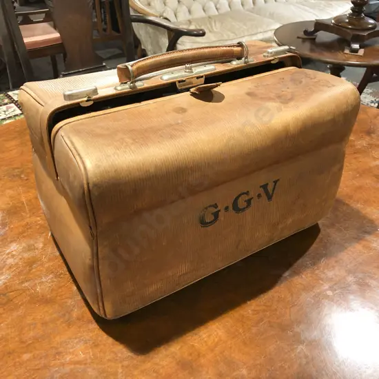 Vintage Leather Doctor's Bag with Fitted Interior