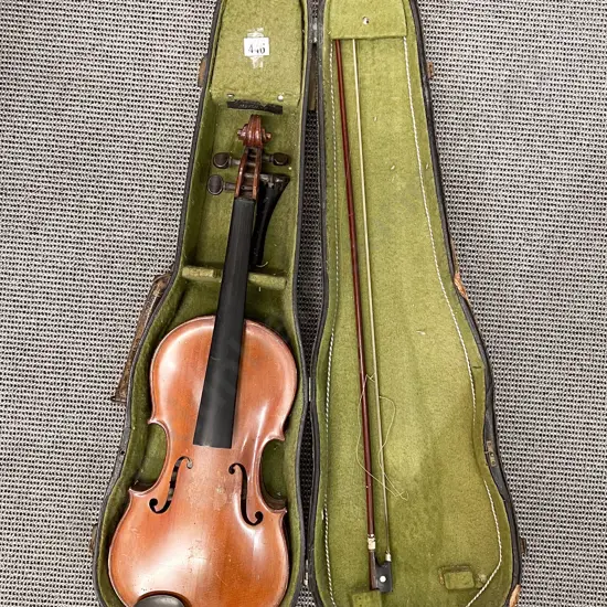 Vintage Cased Claude LeBlanc Violin with Bow and Rosin