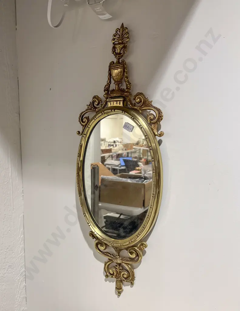 Ornate Brass Oval Wall Mirror Image 1++