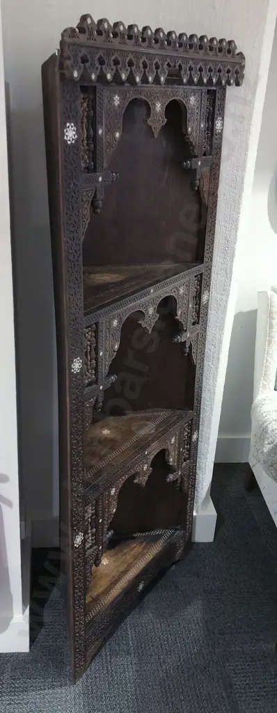 Carved MOP Inlaid Corner Shelf Image 1++
