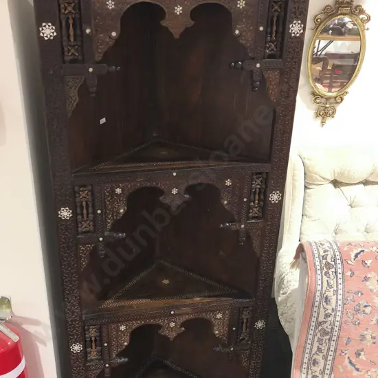 Carved MOP Inlaid Corner Shelf