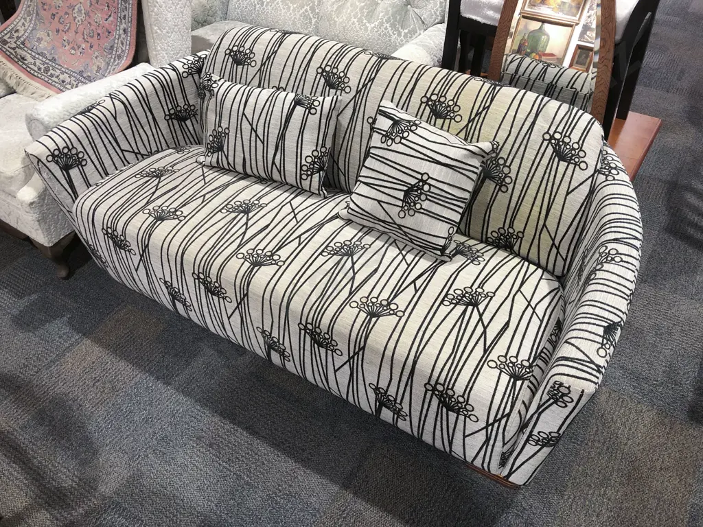Modern Upholstered Curved Back Sofa Image 1++