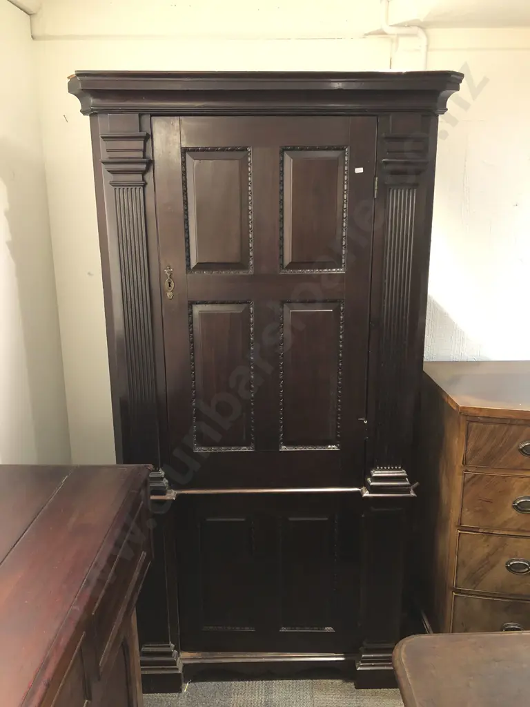 Large Antique Mahogany Two Piece Corner Cabinet Image 1++