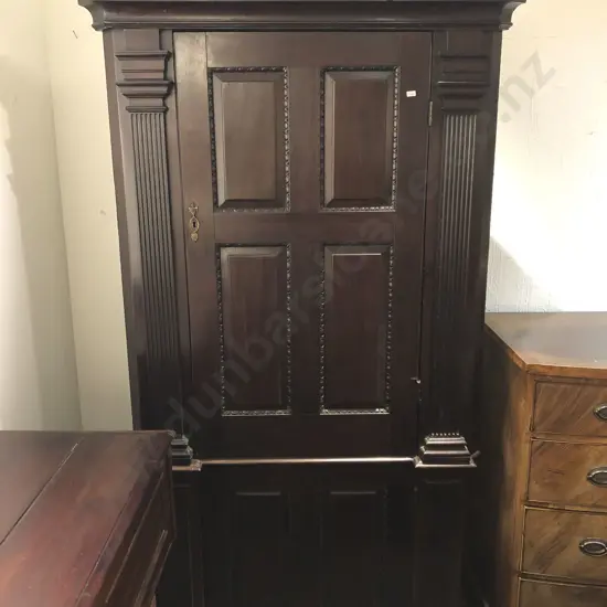 Large Antique Mahogany Two Piece Corner Cabinet