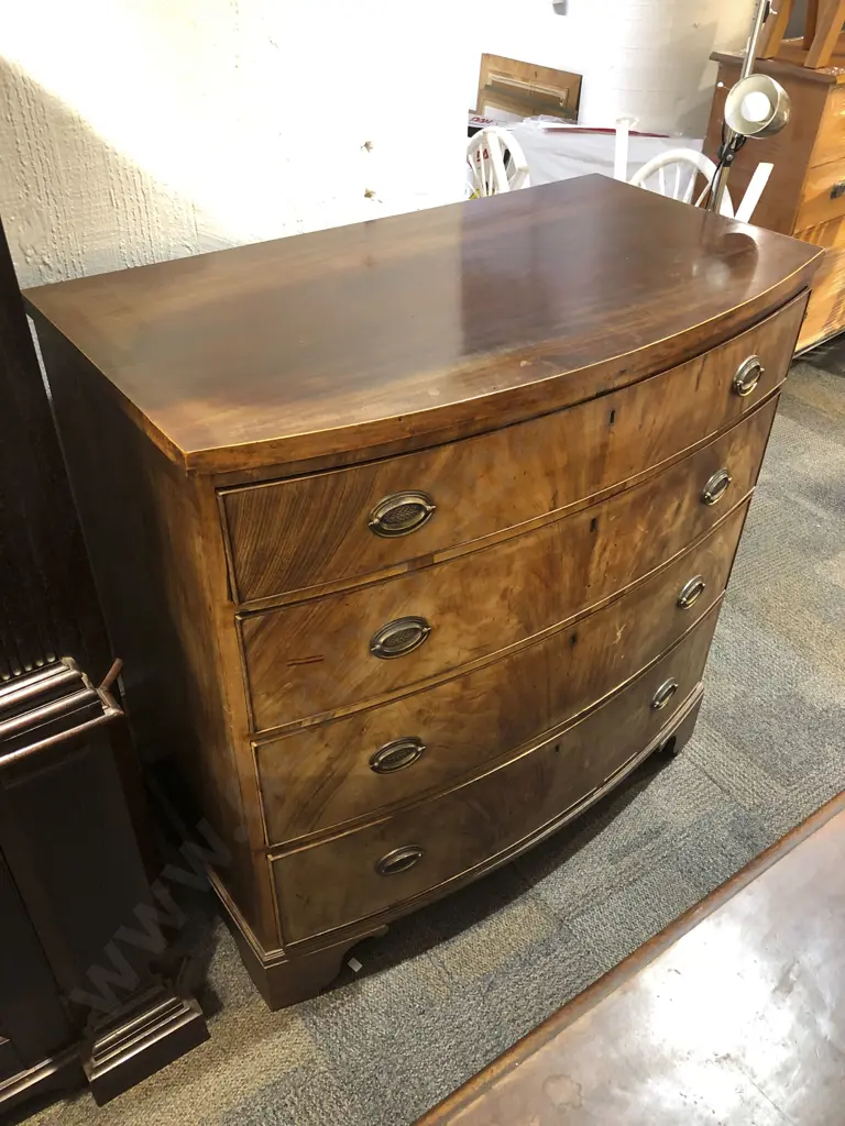 Antique Mahogany Bowfront Chest of Drawers Image 1++
