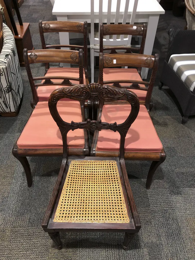 Harlequin Set of Five Antique Dining Chairs Image 1++