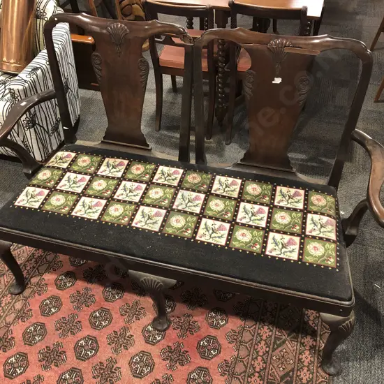Antique Mahogany Tapestry Seated Settee