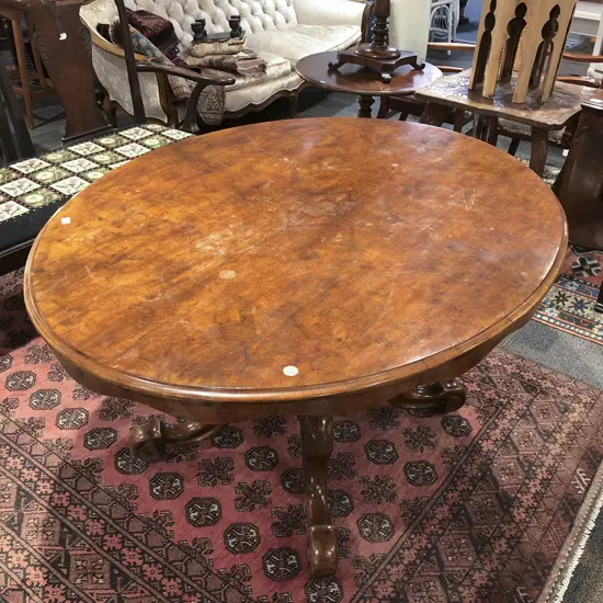 Burr Walnut Oval Loo Table