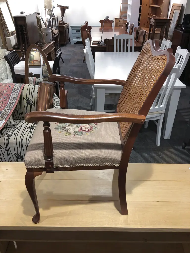 Tapestry Seated Mahogany Armchair Image 1++