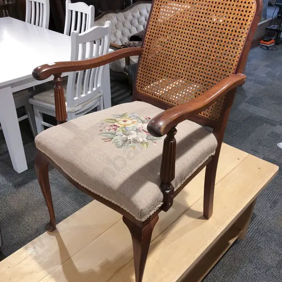 Tapestry Seated Mahogany Armchair