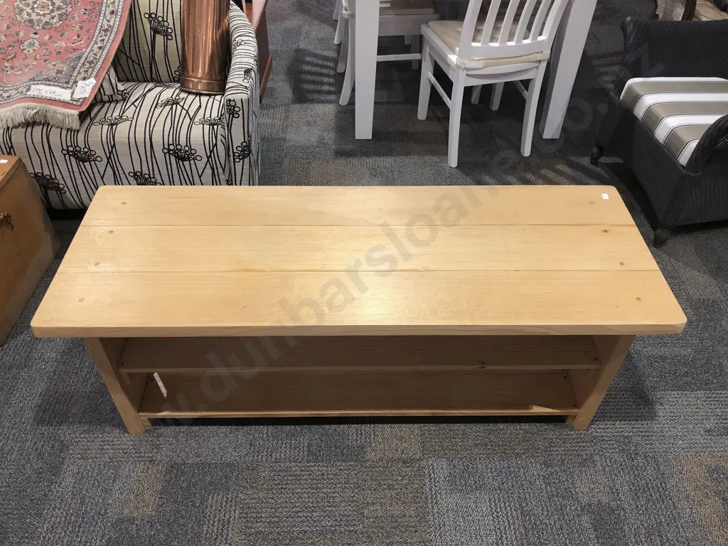 Modern Plank Top Style Coffee Table Image 1++