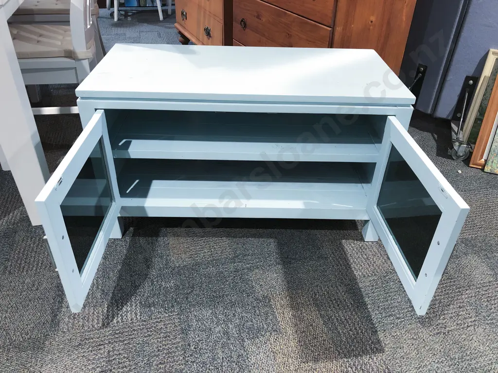 Modern Painted Two Door Entertainment Stand Image 1++