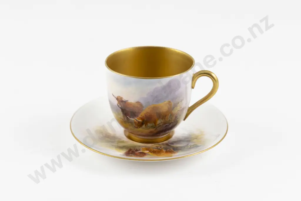 Royal Worcester Hand Painted Cabinet Cup & Saucer Image 1++