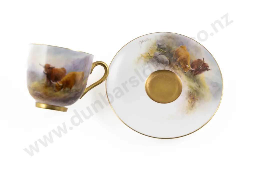 Royal Worcester Hand Painted Cabinet Cup & Saucer Image 1++